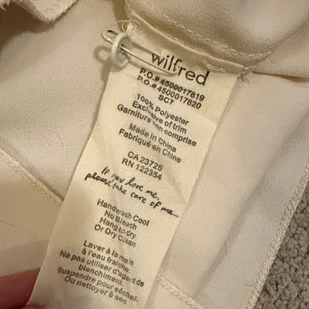 (228)Wilfred Aritzia Cream Wrap Dress Size 4 - Picture 3 of 6